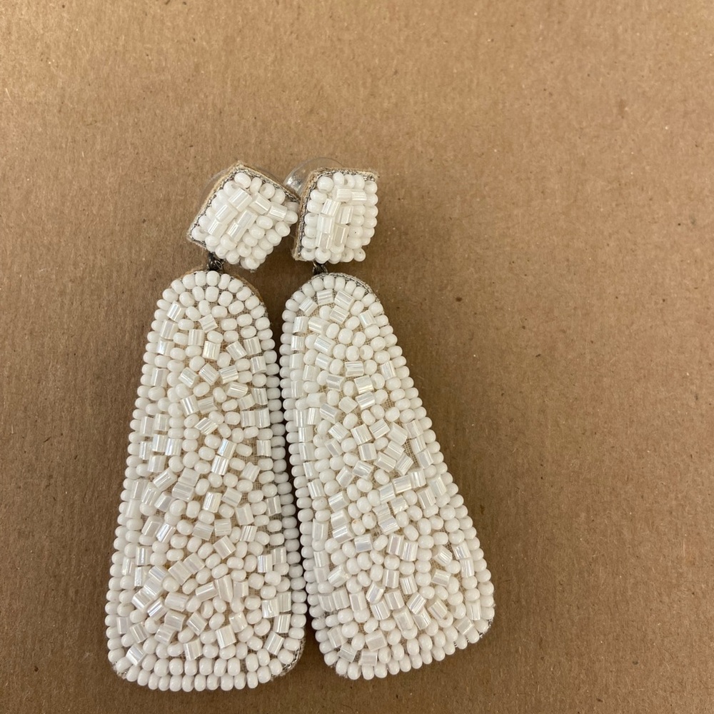 Elegant White Beaded Earrings